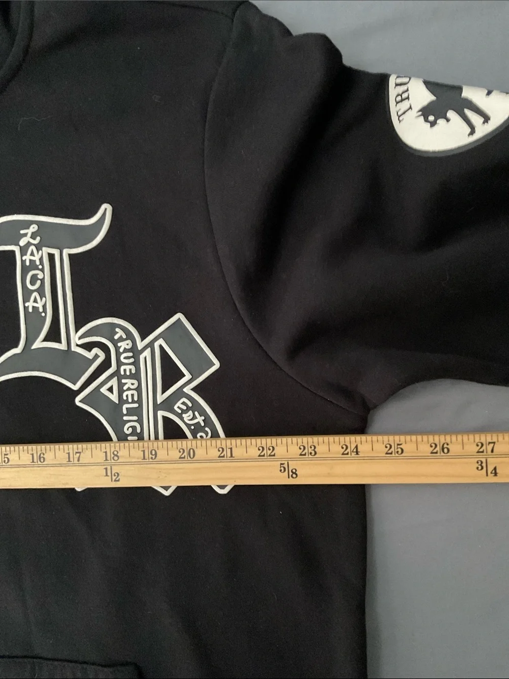 True Religion Men’s Black Graphic Zip-Up Hoodie Size XL